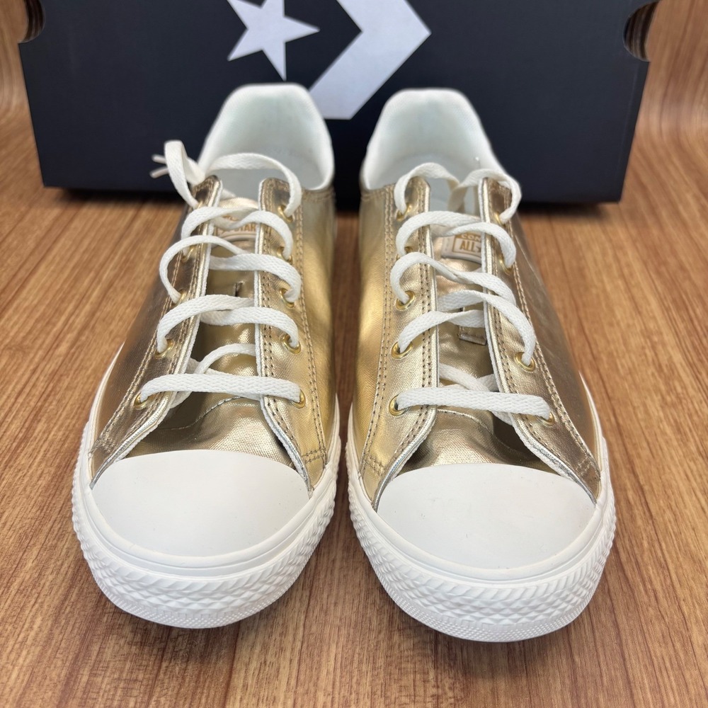 Converse CTAS Dainty Lucky Ox Womens 9.5 Gold Metallic Sneakers A15448C NEW - Picture 3 of 6